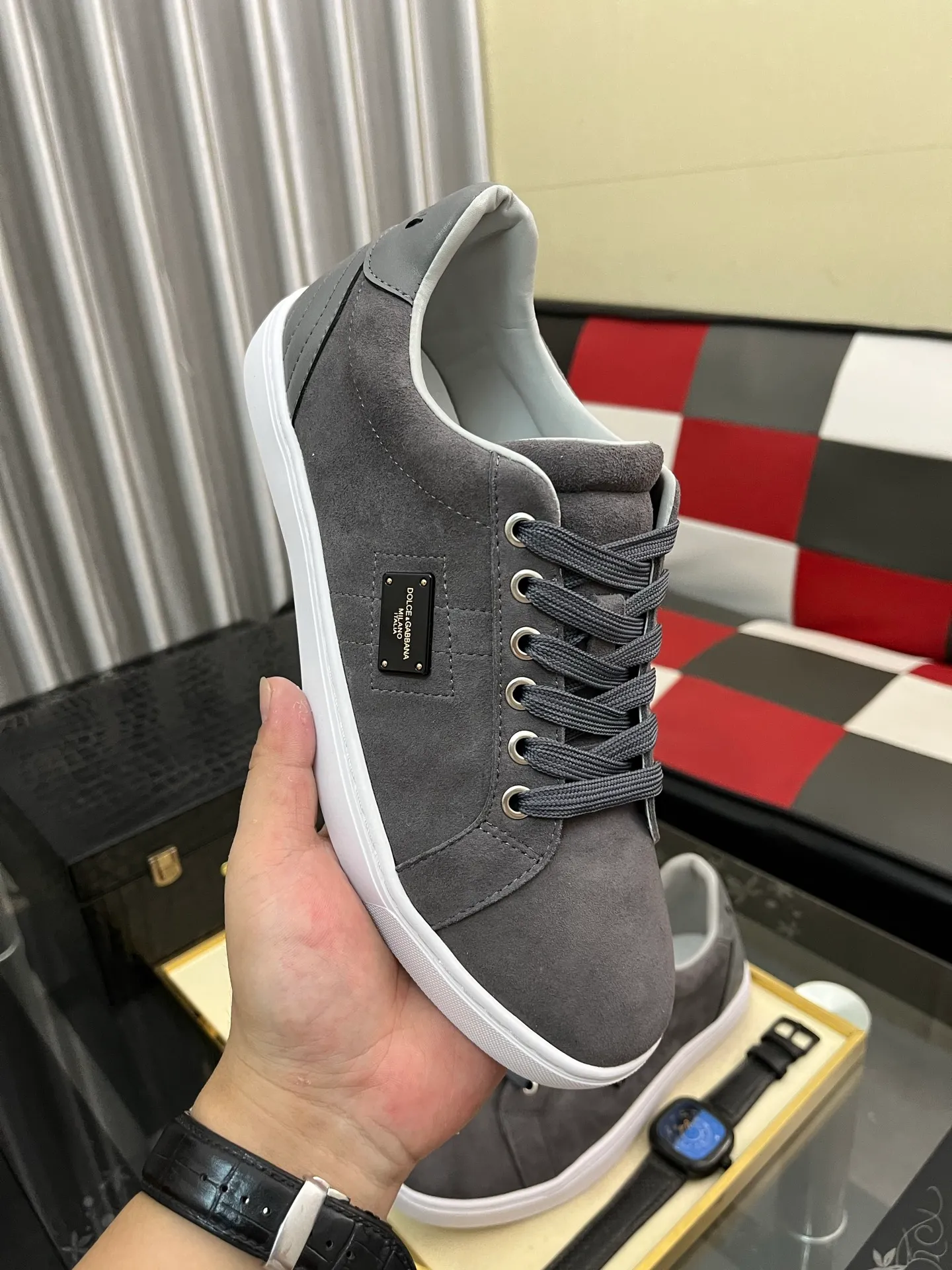 Men's shoes 💰400⌚️⌚️New DG Dolce & Gabbana high-end couple's sports and casual shoes, imported cowhide, multiple material splicing design➕Imported cowhide lining, cowhide foot pads➕Original TPR elastic outsole. Size: 38-46